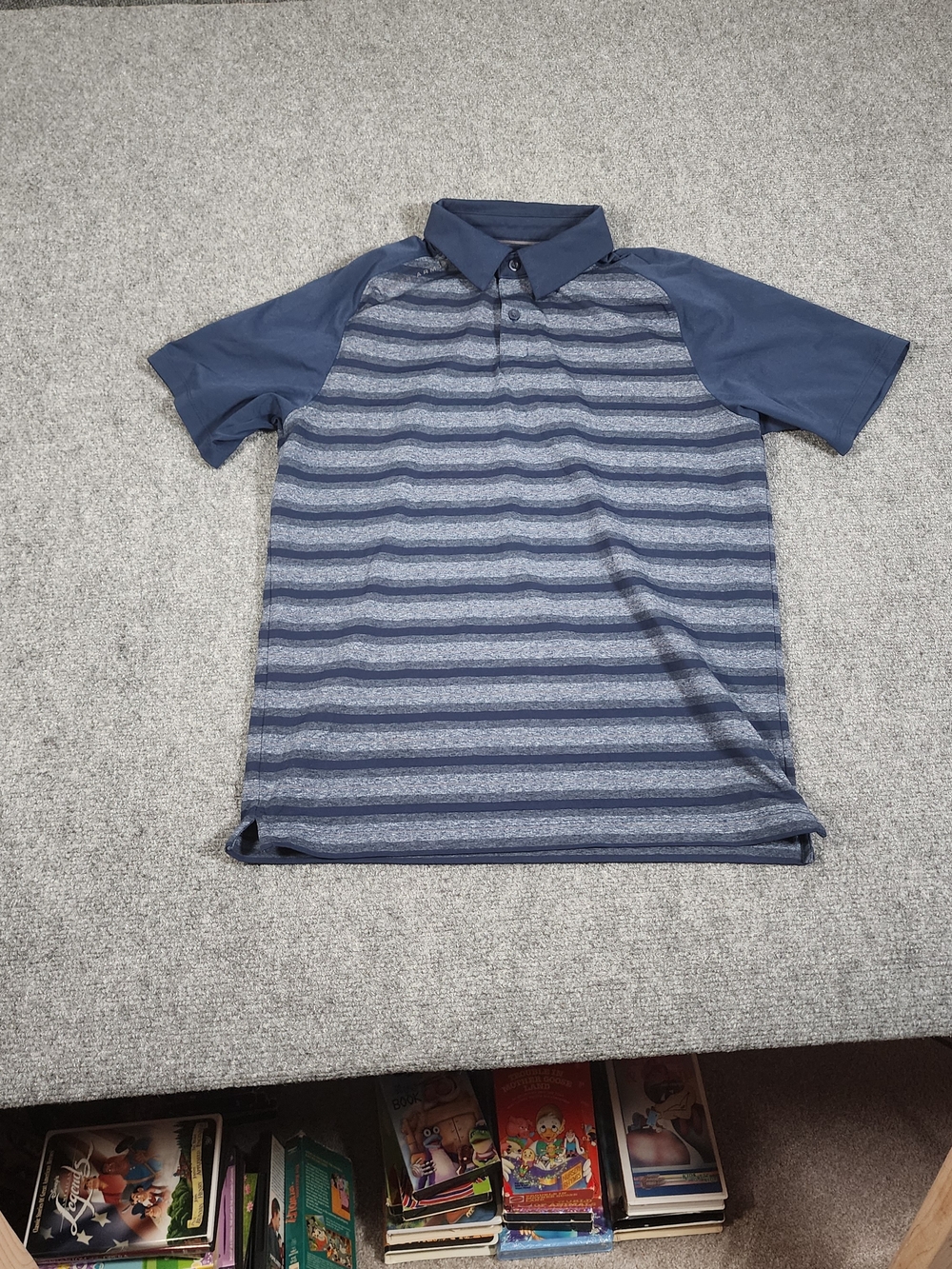 Men's Blue Striped Polo Shirt - Classic Short Sleeve